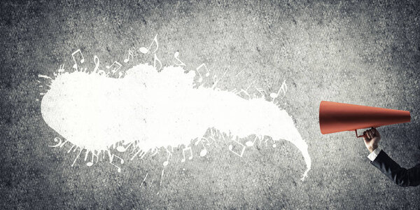 woman making announcement 