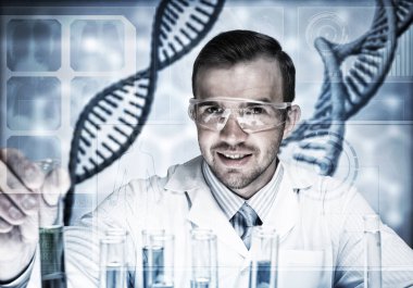 Yakışıklı bilim adamı araştırma yapma 