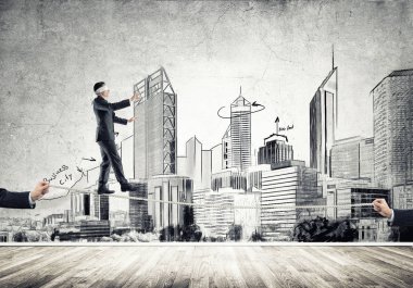 İşadamı blindfolder gözleri ile 