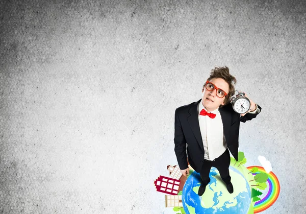 Comic hombre de negocios en gafas rojas — Foto de Stock