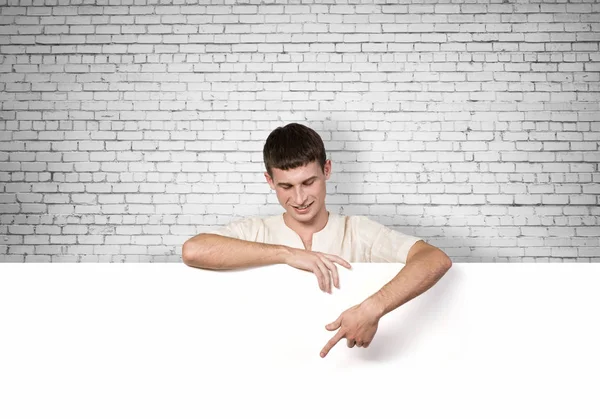 Male holding blank  board — Stock Photo, Image