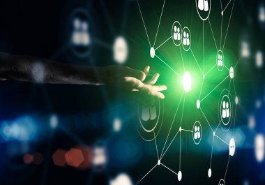 Kavramsal arka plan görüntüsü ile sosyal bağlantı çizgileri