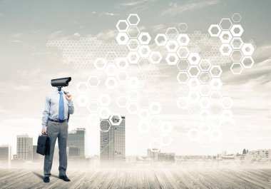 işadamı kamera kafası yerine ile