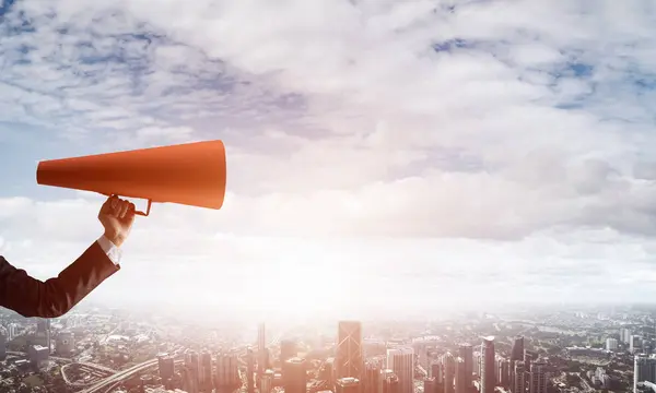 Man making announcement — Stock Photo, Image