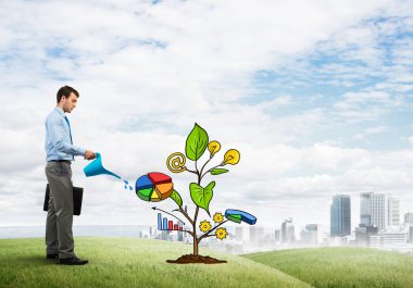 yatırım sunan iş adamı 