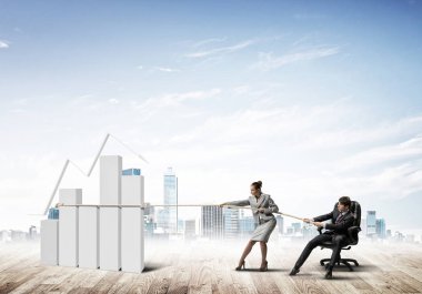 iş adamları açık havada ve büyüyen grafik 