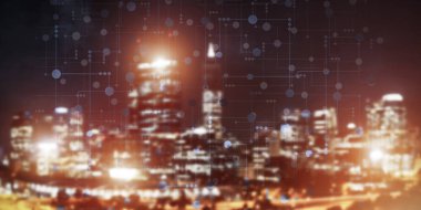 gece city scape ve modern bağlantıları kavramı