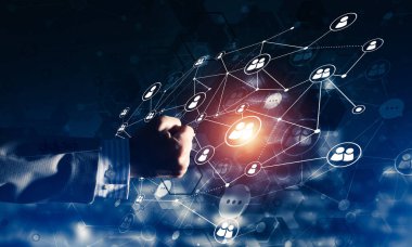 Kavramsal arka plan görüntüsü ile sosyal bağlantı çizgileri