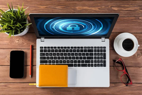 Negócio local de trabalho com material de escritório — Fotografia de Stock