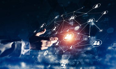 Kavramsal arka plan görüntüsü ile sosyal bağlantı çizgileri