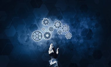 dişli mekanizması, parmakla gösteren bir el