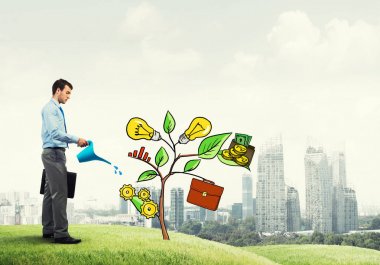 Yakışıklı işadamı sunan yatırım kavramı