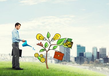 Yakışıklı işadamı sunan yatırım kavramı