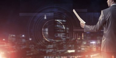  işadamı gece cityscape karşı