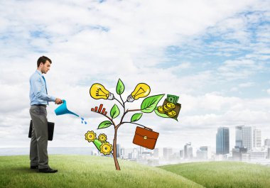 yatırım sunan iş adamı