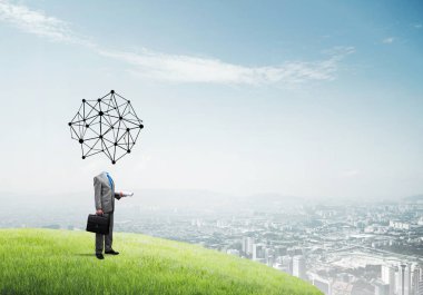 Sosyal ağ kavramı ile başsız işadamı 