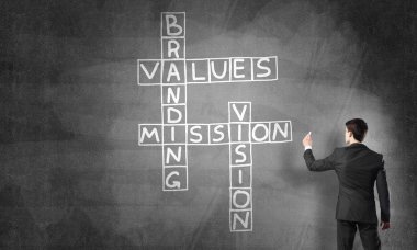 Yazı tahtası üzerinde işadamı çizim bulmaca