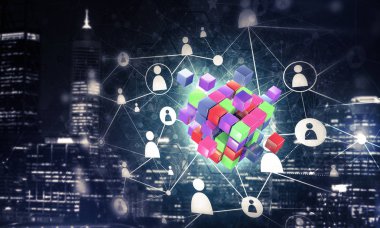 arka plan görüntüsü ile küp şekil