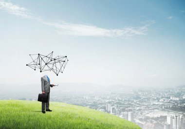 Sosyal ağ kavramı ile başsız işadamı 