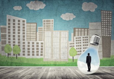 Ampulün içindeki iş adamı 