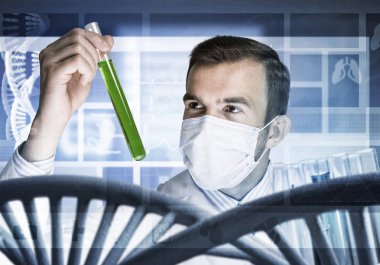 Reaktifler karıştırma genç bilim adamı 