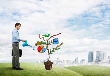 yatırım sunan iş adamı