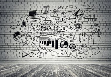 Oda iç duvar iş skeçler ile 