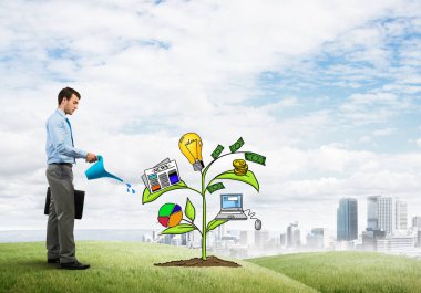 yatırım sunan iş adamı