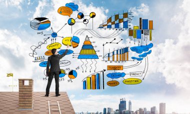 iş başarı çizim arka adamla