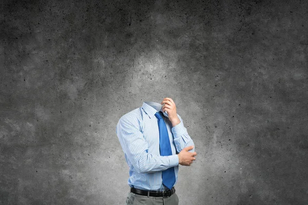 Pensive businessman without head — Stock Photo, Image