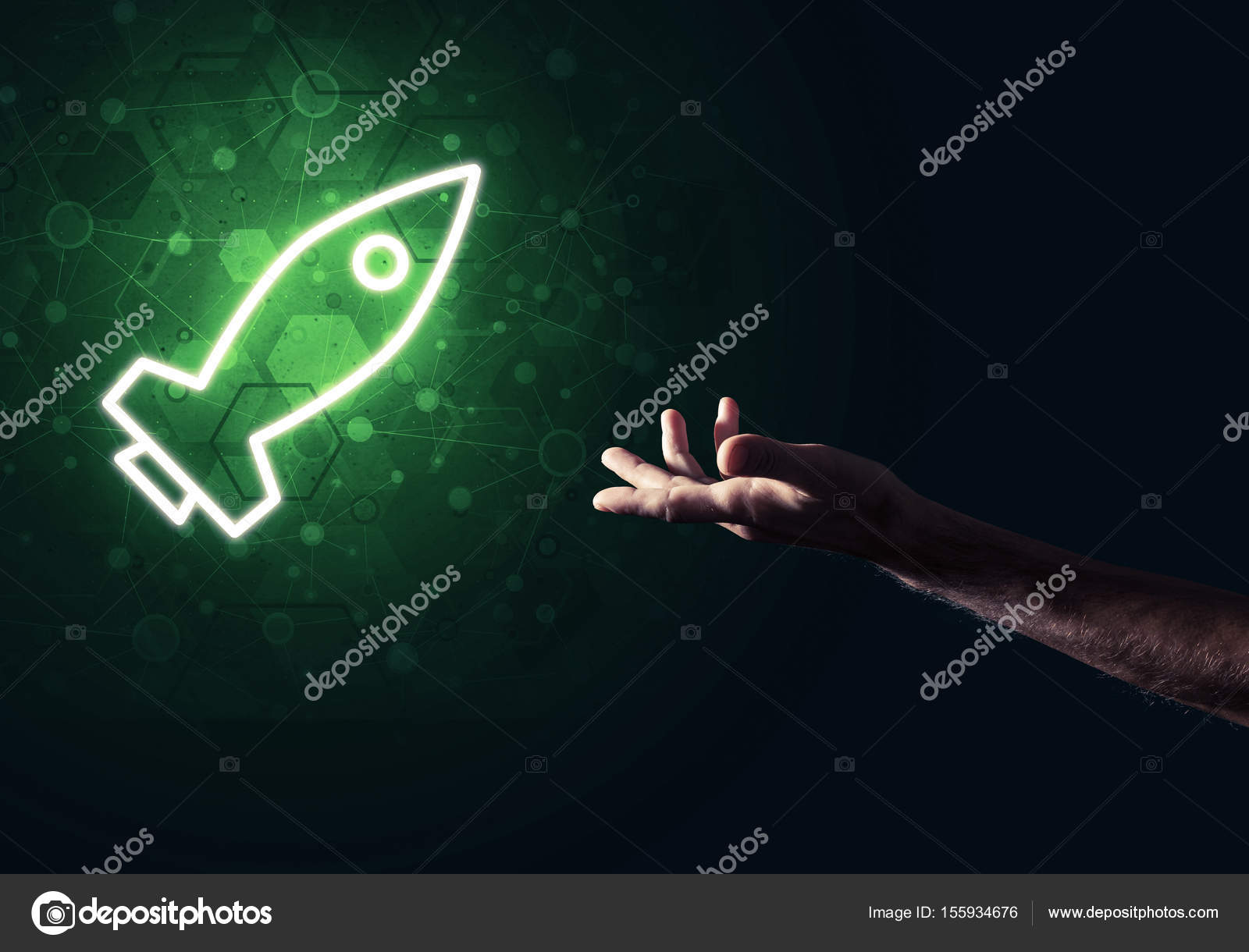 ロケットの光るアイコン ストック写真 C Khakimullin