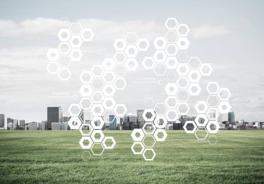 Modern cityscape ile doğal arka plan 