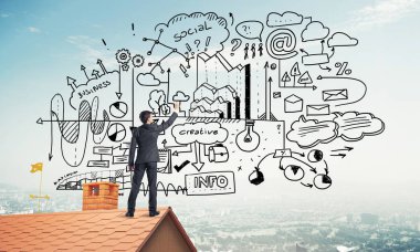 adam iş başarı çizimi