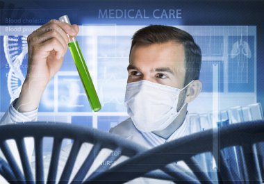 Yakışıklı bilim adamı araştırma yapma