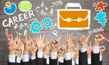 farklı hareketleri gösterilen iş adamları