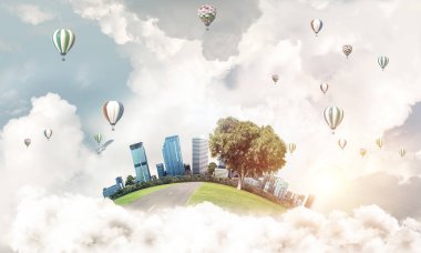 Binalar ile modern cityscape