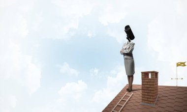 Ben zoom kamera ile meçhul iş kadını