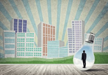 Ampulün içindeki iş adamı 