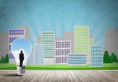 Ampulün içindeki iş adamı 