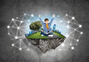 Sevimli çocuk okul çağındaki 