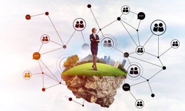 Modern kablosuz teknolojileri kavramı iş ağı için etkili bir araç olarak