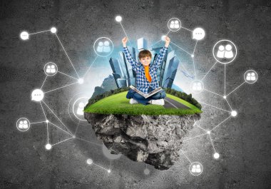 Sevimli çocuk okul çağındaki 