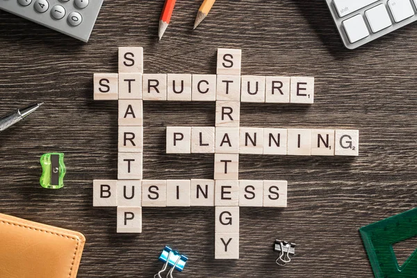 Crossword with wooden cubes — Stock Photo, Image