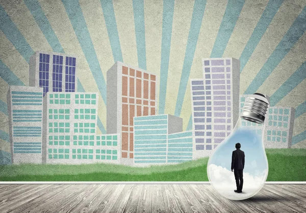 Ampulün içindeki iş adamı 