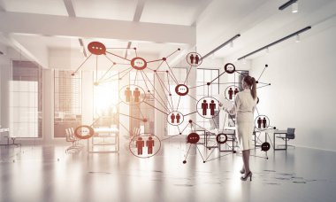 3d ofis iç şık iş kadını
