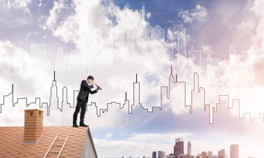 Çatıda duran işadamı