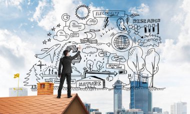 adam iş başarı çizimi