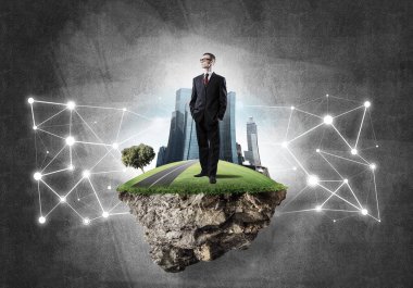 Yeşil Adası üzerinde zarif işadamı 