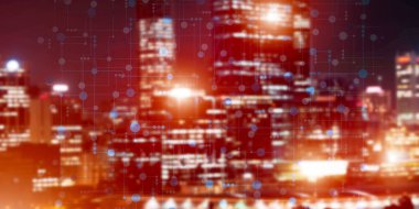 Kavramsal arka plan görüntüsü ile gece city scape