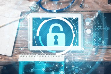 Beyaz tablet pc ve erişim güvenlik c